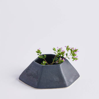 Jet Black Geo Plant Dish - Lauren HB Studio Pottery