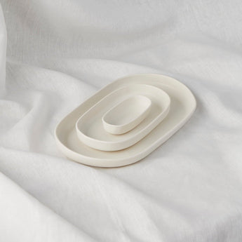 Large Matte White Oval Tray - Lauren HB Studio Pottery