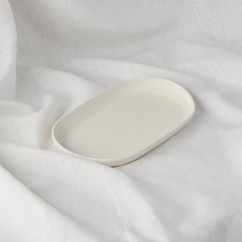 Large Matte White Oval Tray - Lauren HB Studio Pottery