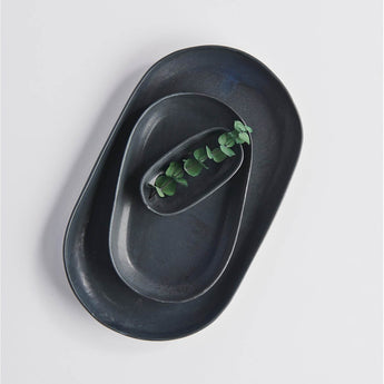 Medium Jet Black Oval Tray - Lauren HB Studio Pottery