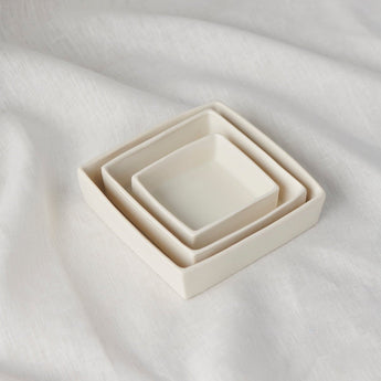 Medium Matte White Square Tray - Lauren HB Studio Pottery