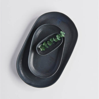 Small Jet Black Oval Tray - Lauren HB Studio - Lauren HB Studio Pottery